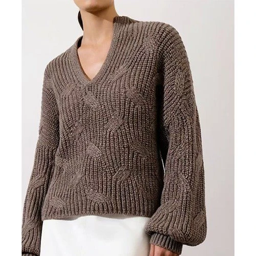Balloon Sleeve Cable Knit Sweater Fall high quality